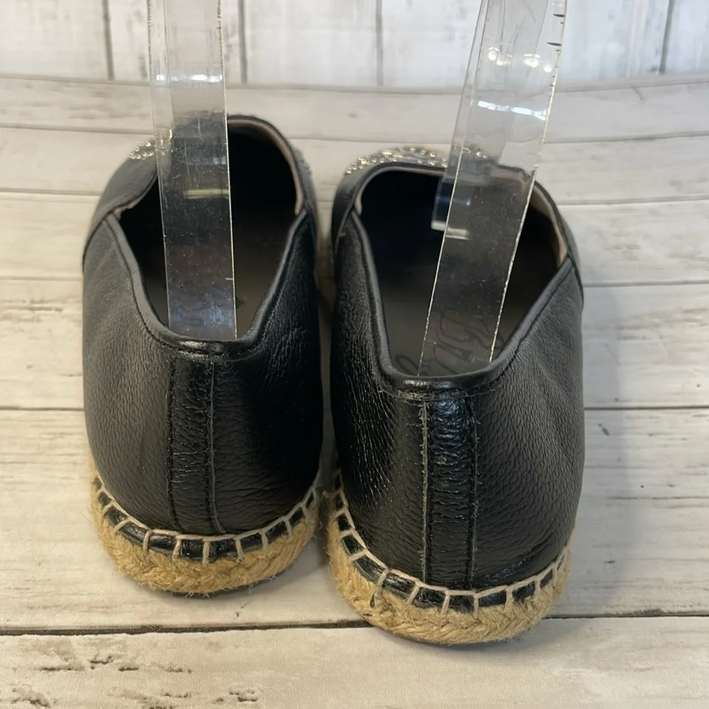Brighton Black Leather Silver Studded Jett Espadrilles